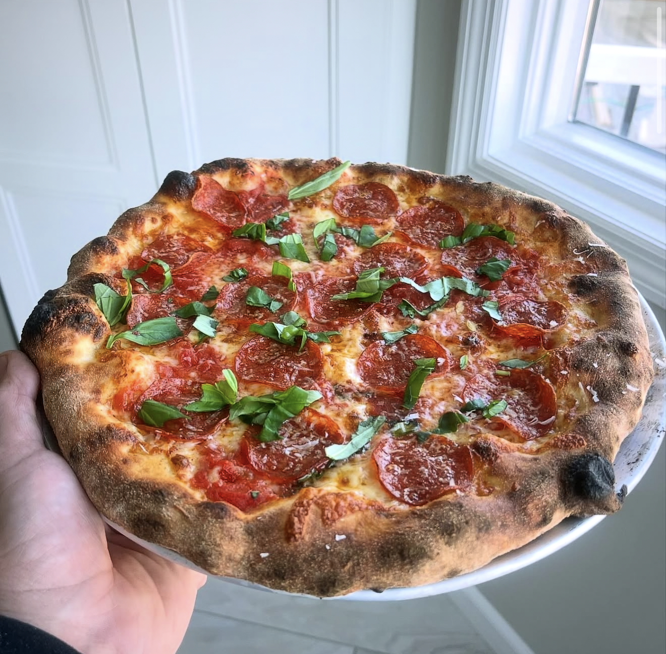 Sourdough pepperoni pizza